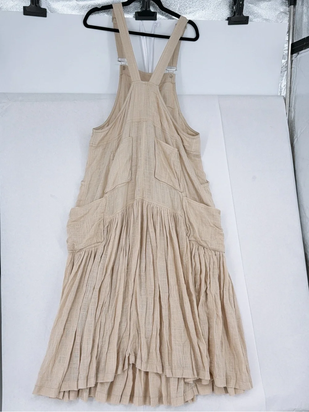Free people Women's Natural Moonbeam Solid Skirtall linen dress nwt size m - Picture 6 of 9